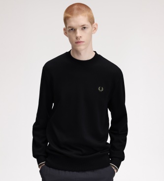 Fred Perry Sweat-shirt à col rond noir