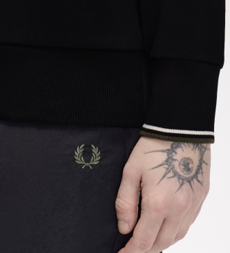 Fred Perry Sweat-shirt à col rond noir