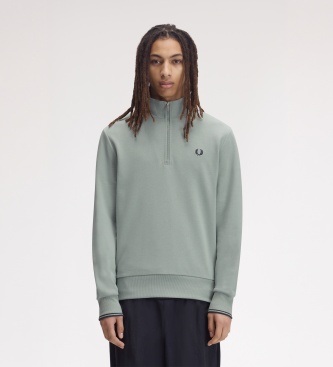 Fred Perry Sweat à demi-fermeture éclair turquoise