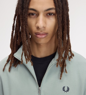 Fred Perry Sweat à demi-fermeture éclair turquoise