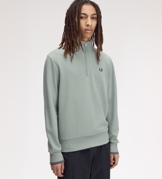 Fred Perry Sweat à demi-fermeture éclair turquoise