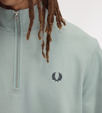 Fred Perry Sweat à demi-fermeture éclair turquoise