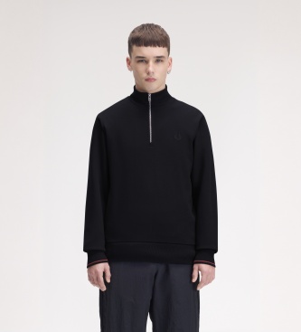 Fred Perry Sweat à demi-fermeture éclair bleu marine