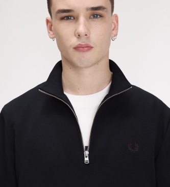 Fred Perry Sweat à demi-fermeture éclair bleu marine