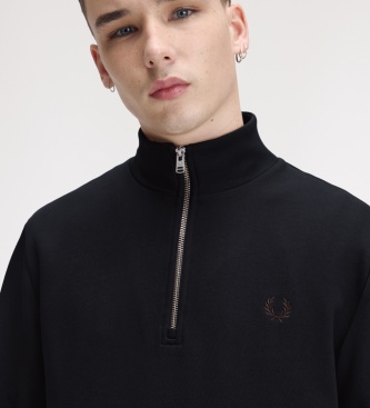 Fred Perry Sweat à demi-fermeture éclair bleu marine