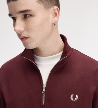 Fred Perry Sweat à demi-fermeture éclair bordeaux