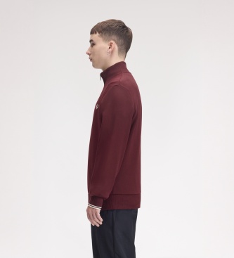 Fred Perry Sweat à demi-fermeture éclair bordeaux