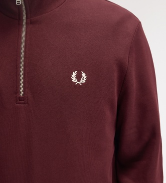 Fred Perry Sweat à demi-fermeture éclair bordeaux