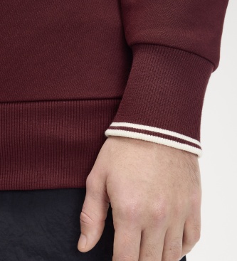 Fred Perry Sweat à demi-fermeture éclair bordeaux