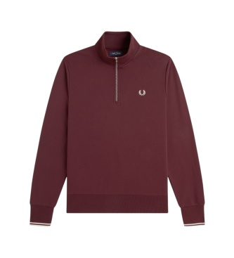 Fred Perry Sweat à demi-fermeture éclair bordeaux