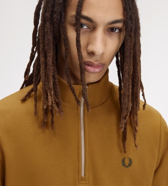 Fred Perry Sweat col zippé moutarde