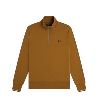 Fred Perry Sweat col zippé moutarde