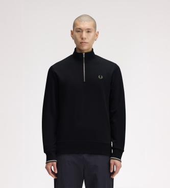 Fred Perry Sweat à demi-fermeture éclair noir