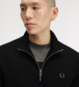 Fred Perry Sweat à demi-fermeture éclair noir