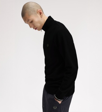 Fred Perry Sweat à demi-fermeture éclair noir