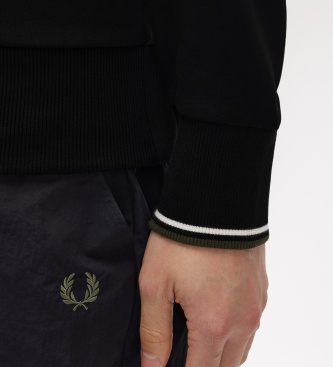 Fred Perry Sweat à demi-fermeture éclair noir