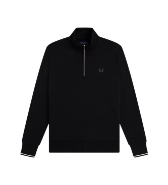 Fred Perry Sweat à demi-fermeture éclair noir