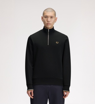 Fred Perry Sweat-shirt à demi-fermeture éclair vert
