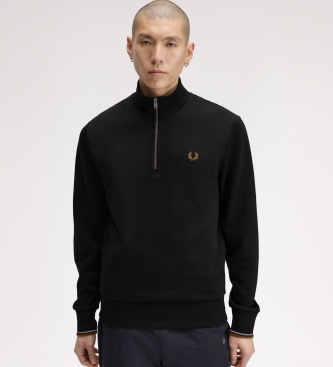 Fred Perry Sweat-shirt à demi-fermeture éclair vert