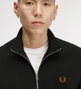 Fred Perry Sweat-shirt à demi-fermeture éclair vert