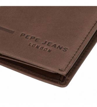Pepe Jeans Portacarte Pepe Jeans Ander in pelle marrone -9,5x7,5cm