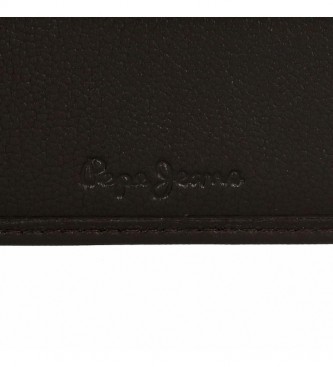 Pepe Jeans Pepe Jeans Cutted leather wallet with brown card holder -9,5x6,5x1cm