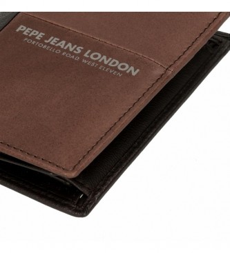 Pepe Jeans Pepe Jeans Cutted leather wallet with brown card holder -9,5x6,5x1cm