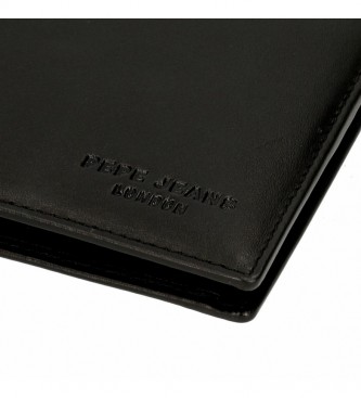 Pepe Jeans Pepe Jeans Dark leather wallet with black card holder -9,5x6,5x1cm