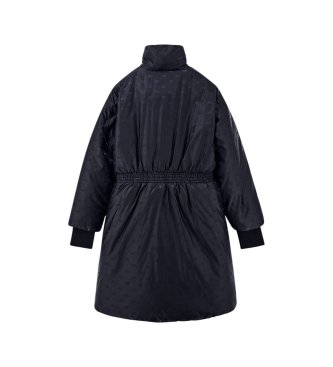 A|X Armani Exchange Lange jacquard jas van nylon met capuchon, zwart