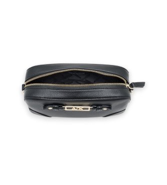 A|X Armani Exchange Bolsa transversal com placa metálica frontal e alça ajustável preto