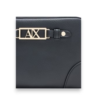 A|X Armani Exchange Bolsa transversal com placa metálica frontal e alça ajustável preto