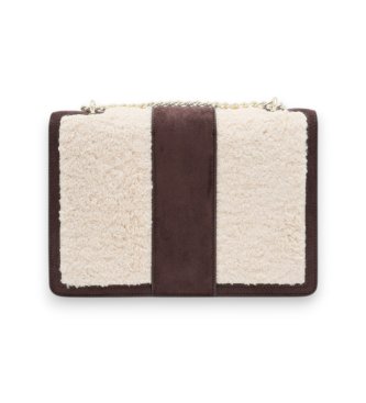 A|X Armani Exchange Sac bandoulière en daim et mouton avec bandoulière chaîne beige