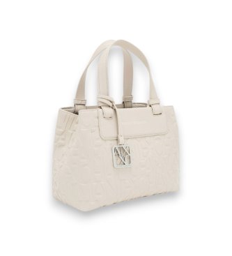 A|X Armani Exchange Bag with embossed letters in beige