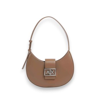 A|X Armani Exchange Bolso de hombro de media luna marrón