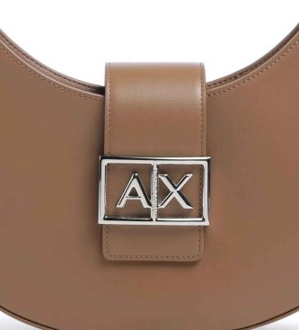 A|X Armani Exchange Bolso de hombro de media luna marrón