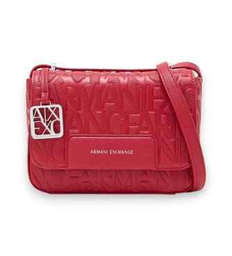 A|X Armani Exchange Shoulder bag with embossed logo and adjustable red strap