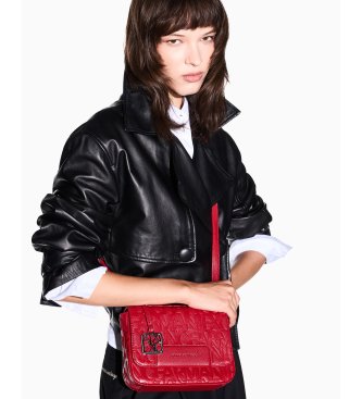 A|X Armani Exchange Shoulder bag with embossed logo and adjustable red strap