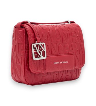 A|X Armani Exchange Shoulder bag with embossed logo and adjustable red strap