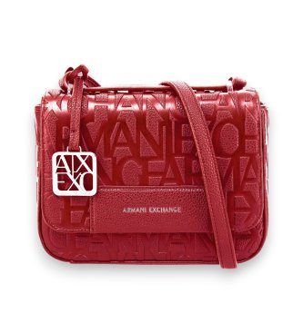 A|X Armani Exchange Shoulder bag with embossed logo and adjustable red strap