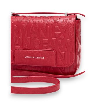 A|X Armani Exchange Shoulder bag with embossed logo and adjustable red strap