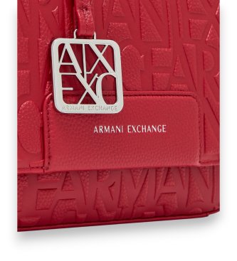 A|X Armani Exchange Shoulder bag with embossed logo and adjustable red strap
