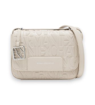 A|X Armani Exchange Shoulder bag with embossed logo and adjustable beige strap