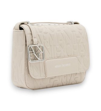 A|X Armani Exchange Shoulder bag with embossed logo and adjustable beige strap