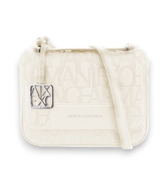 A|X Armani Exchange Shoulder bag with embossed logo and adjustable beige strap