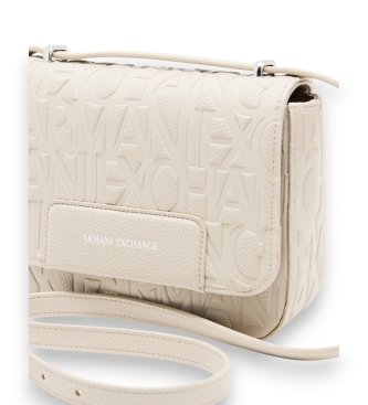 A|X Armani Exchange Shoulder bag with embossed logo and adjustable beige strap