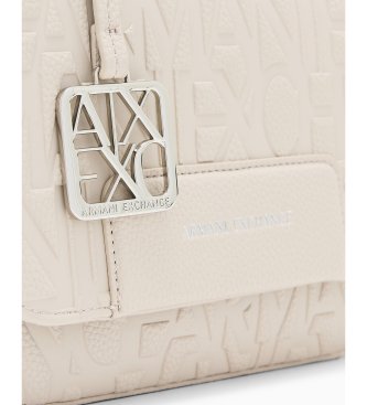 A|X Armani Exchange Shoulder bag with embossed logo and adjustable beige strap