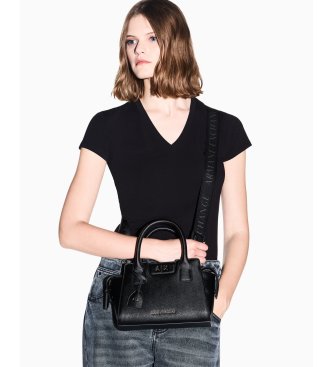 A|X Armani Exchange Black textured shopping bag