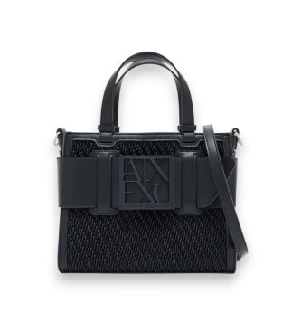 A|X Armani Exchange Torbica Susy s pleteno teksturo črna