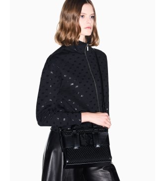 A|X Armani Exchange Torbica Susy s pleteno teksturo črna