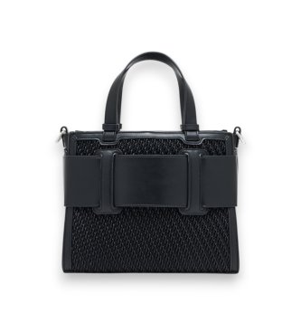 A|X Armani Exchange Torbica Susy s pleteno teksturo črna